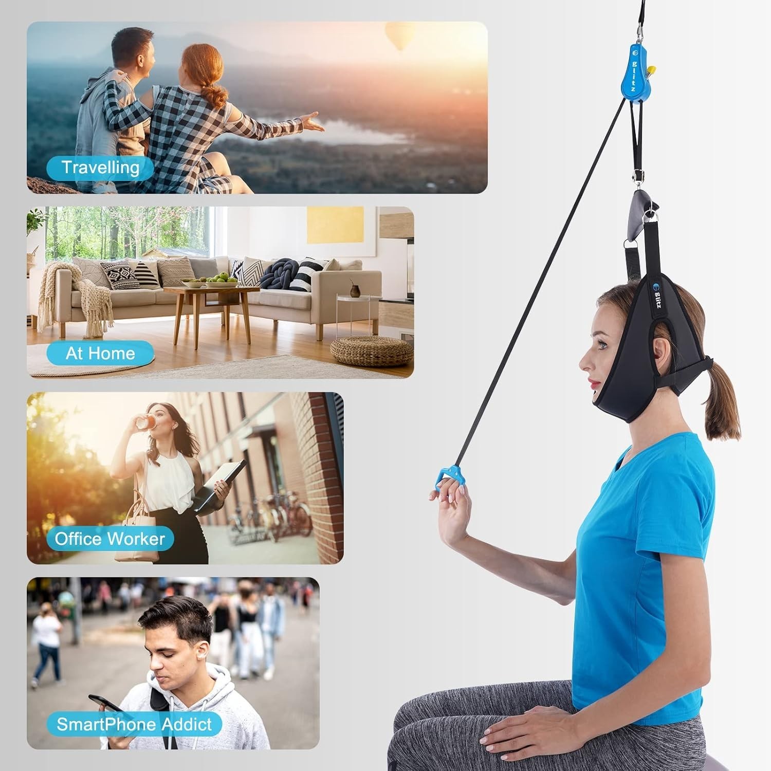 Neck Traction Device Cervical Neck Stretcher for Pain Relief Spine Decompression