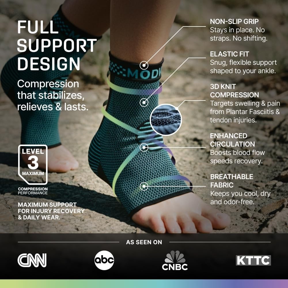 Ambidextrous Ankle Support Compression Socks for Active Lifestyles – 2 Pack