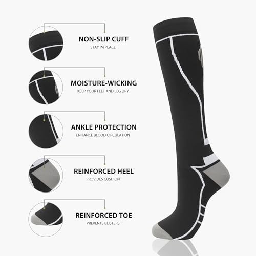 Compression Socks for Women Men Large-X-Large 00-8 Pairs-black White Gray