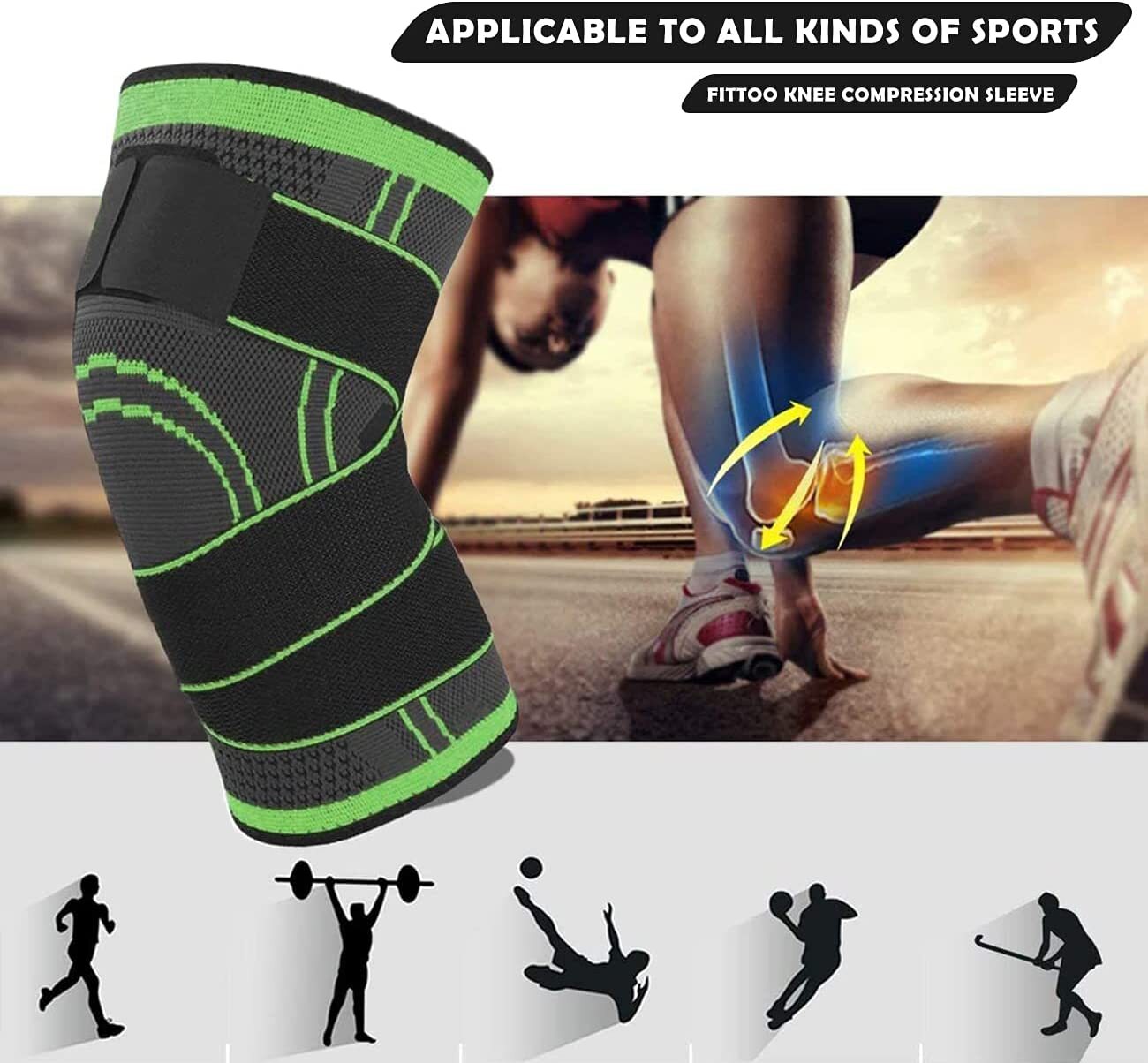 Knee Sleeves Compression Tendon Brace Support Sport Joint Injury Pain Arthritis