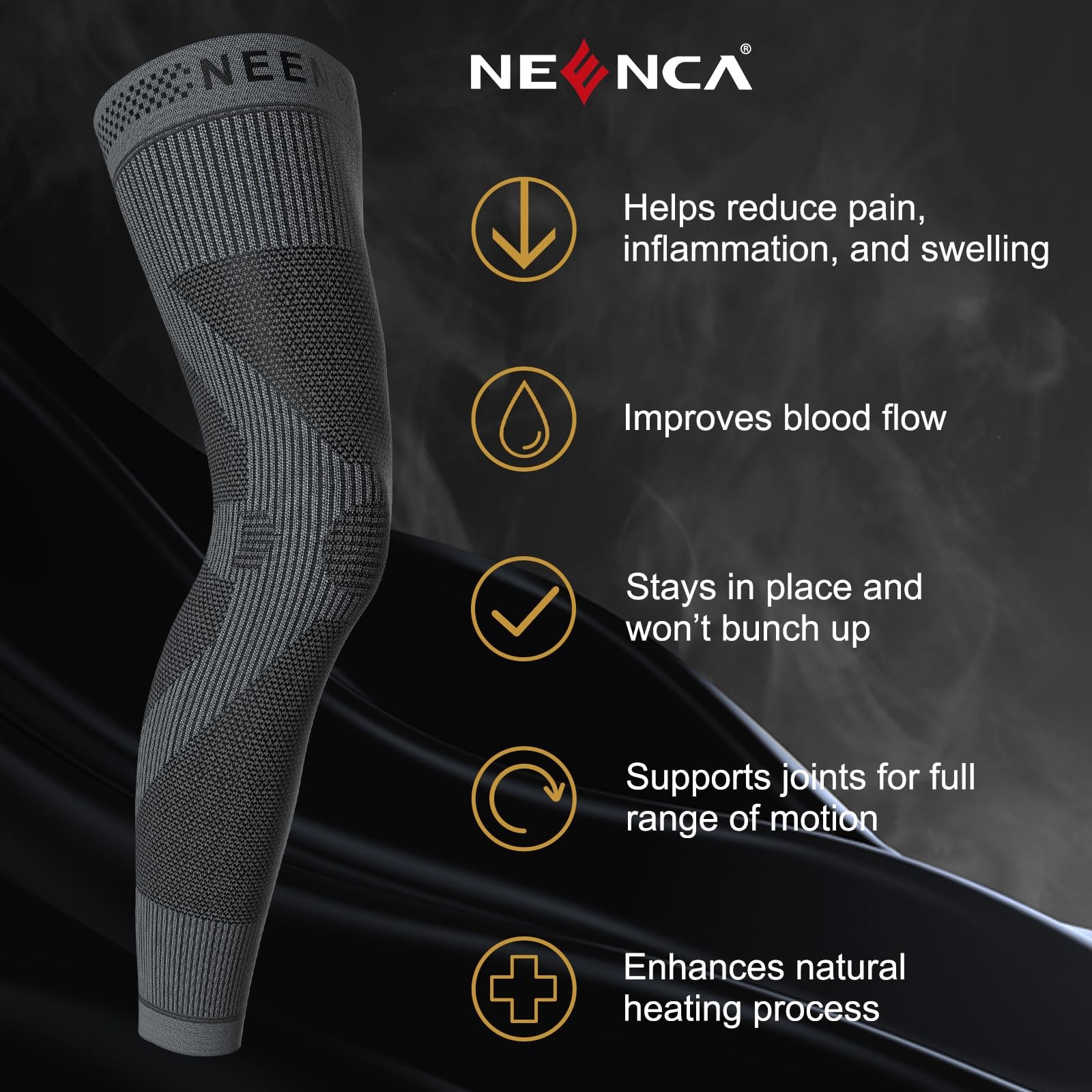 NEENCA Compression Leg Sleeve – Long Knee Sleeve, Ultra-thin Leg Sleeve