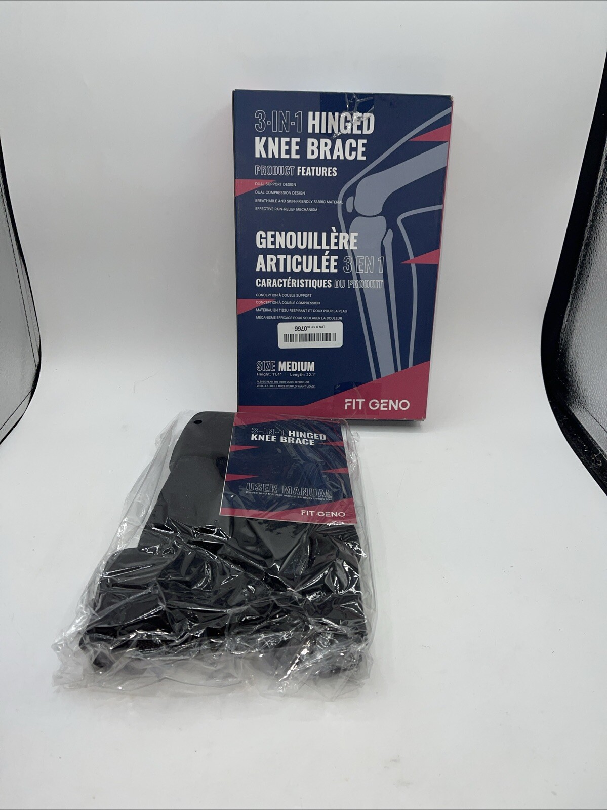 Knee Brace with Side Stabilizers Size 3 In One Medium Fit Geno OPEN BOX