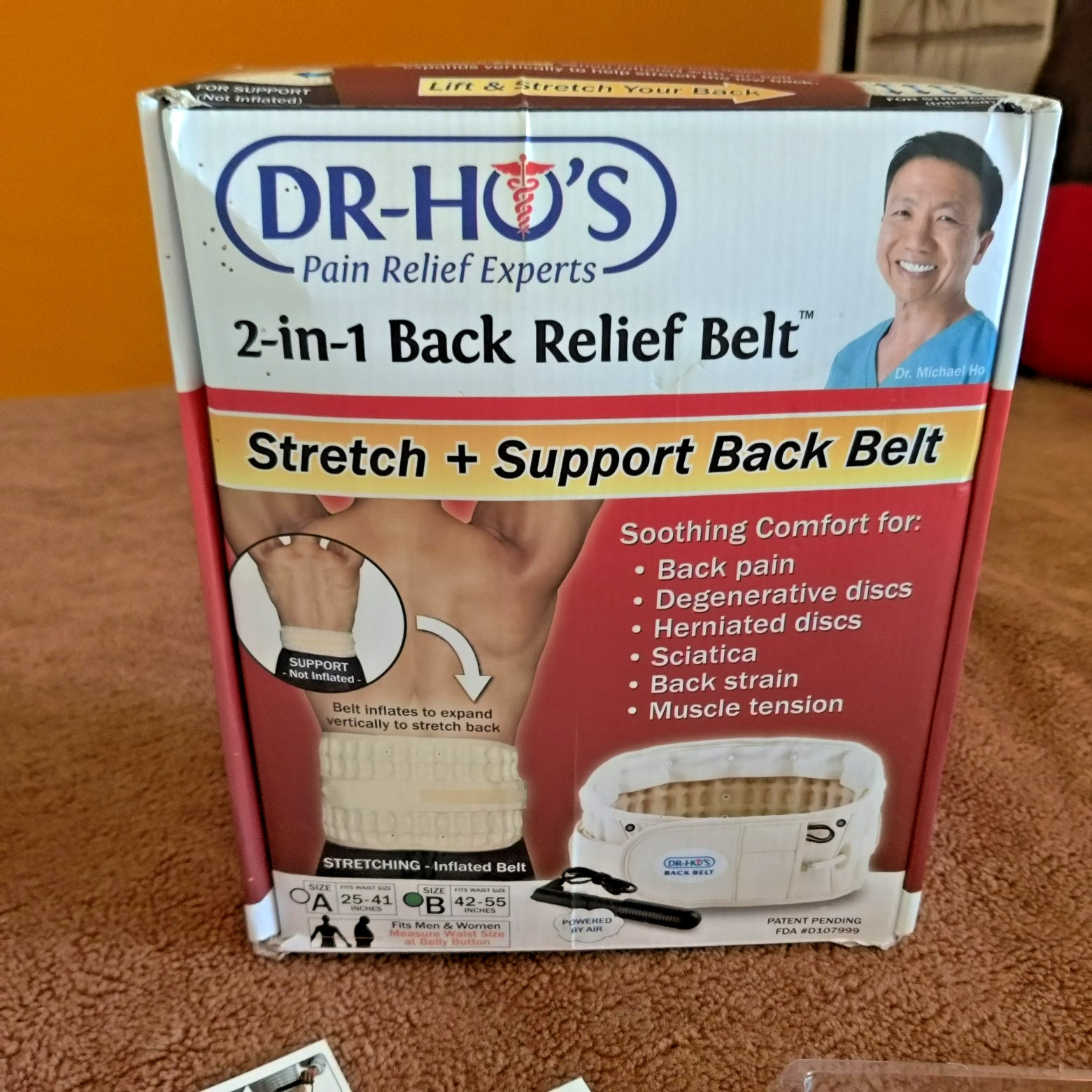 DR-HO’S 2-in-1 Decompression Belt Lower Back Pain Relief Size A 42-55 Inches