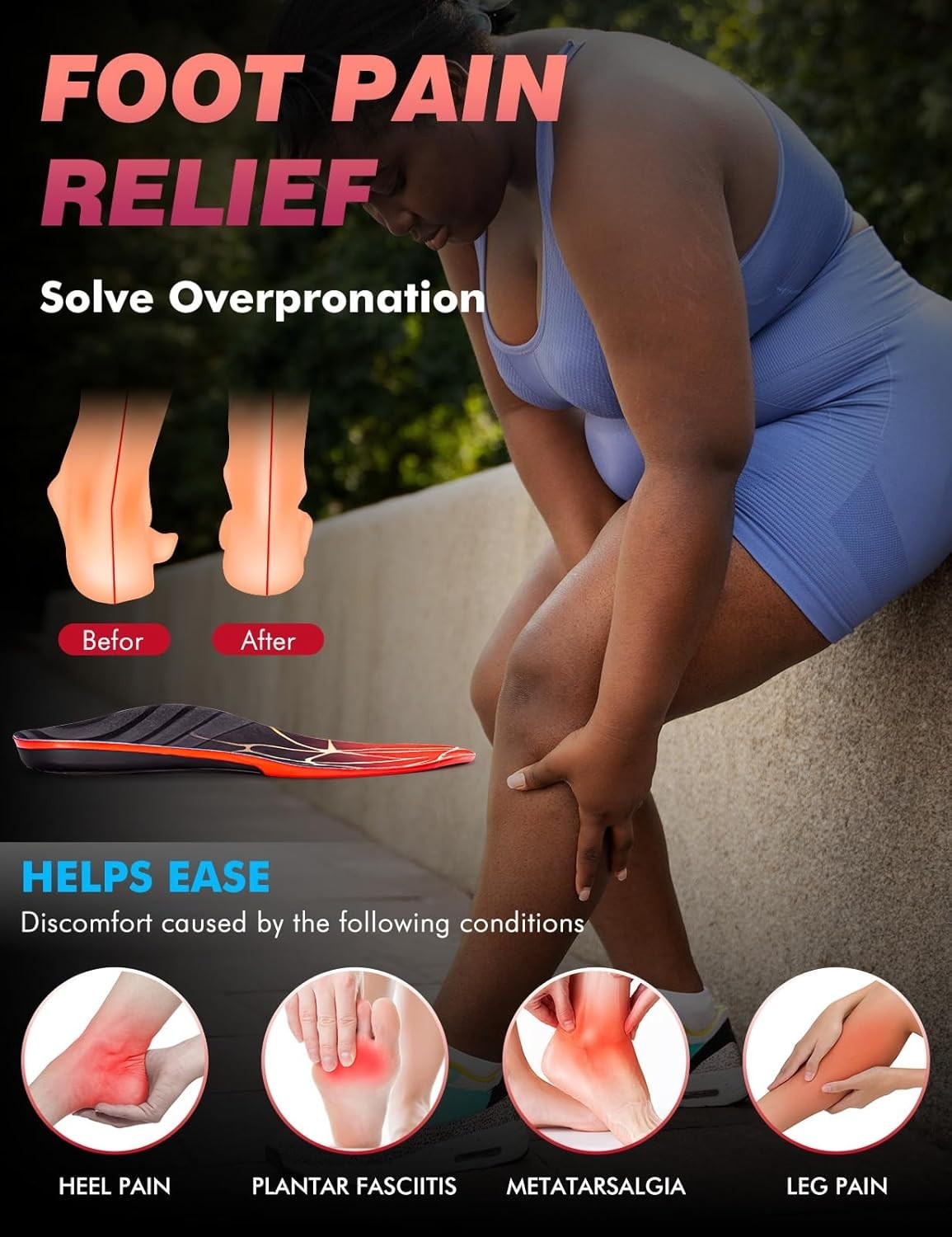 Plantillas para fascitis plantar para hombres con soporte de arco