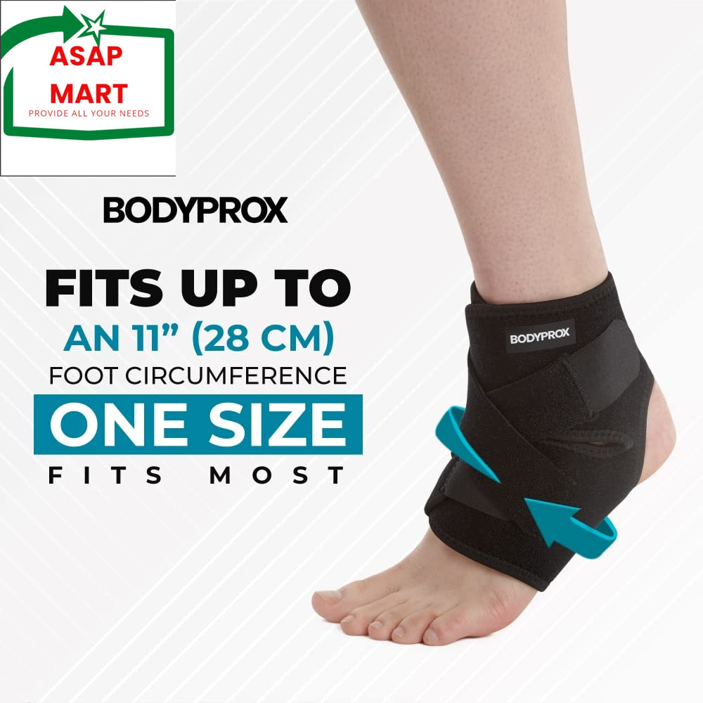 Bodyprox Ankle Support Brace, Breathable Neoprene Sleeve, Adjustable Wrap! (1 Pa