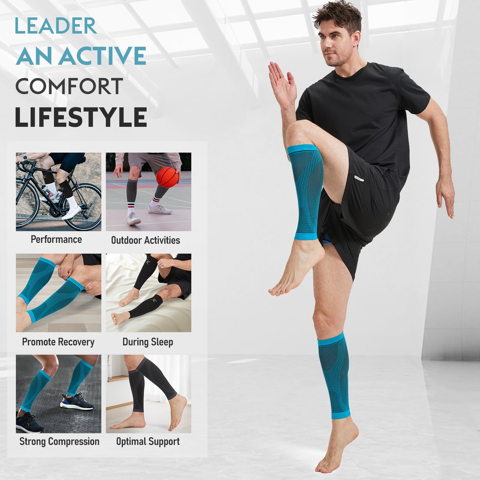 Calf Compression Sleeves for Men and Women Leg Brace for Running Cycling