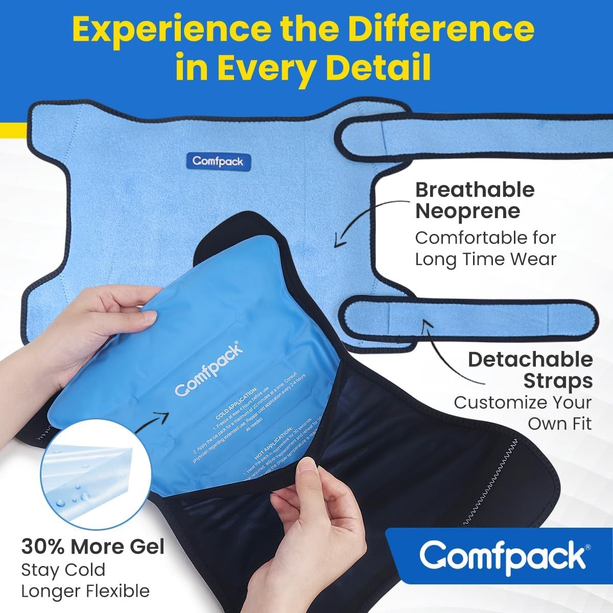 Comfpack Hip Ice Pack Wrap Hip Brace, Gel Cold Compression Sleeve for Injurie…