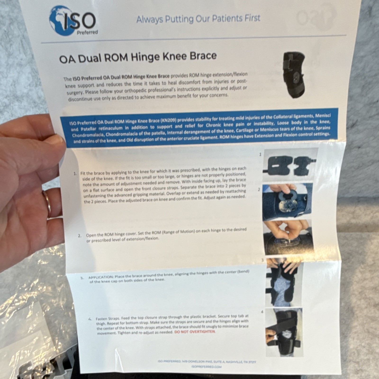 ISO Preferred OA Dual ROM Hinge Knee Brace ISO-KN209 Universal Adjustable Black