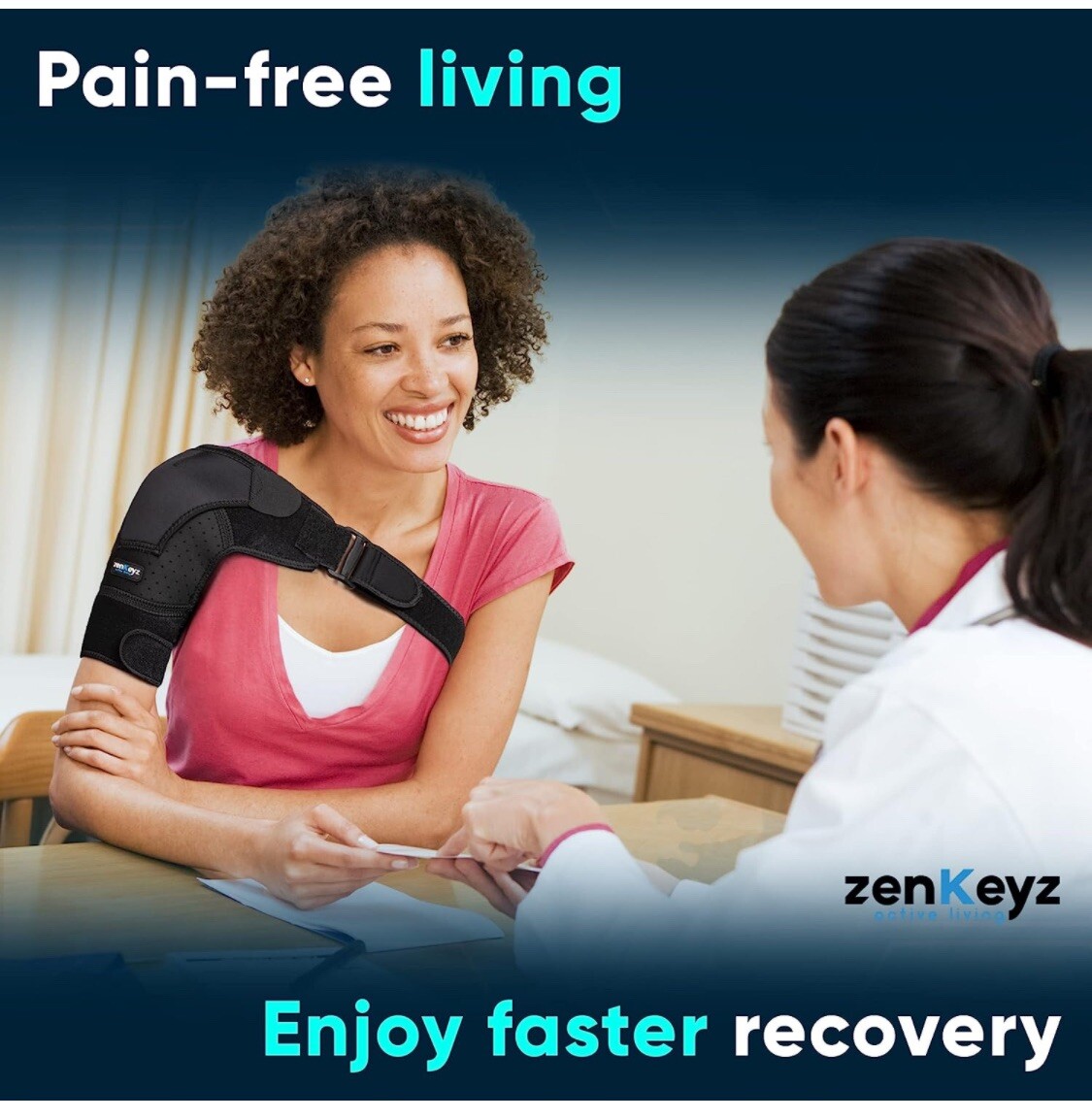 Zenkeyz Active Living Copper Compression Shoulder Brace, S/M Unisex