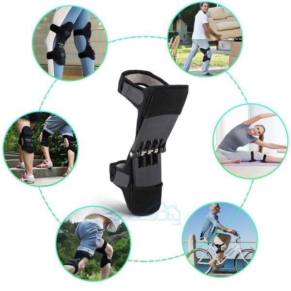2PCS Spring Powered Knee Support Brace Sport Kneecap Joint Booster Protector Run