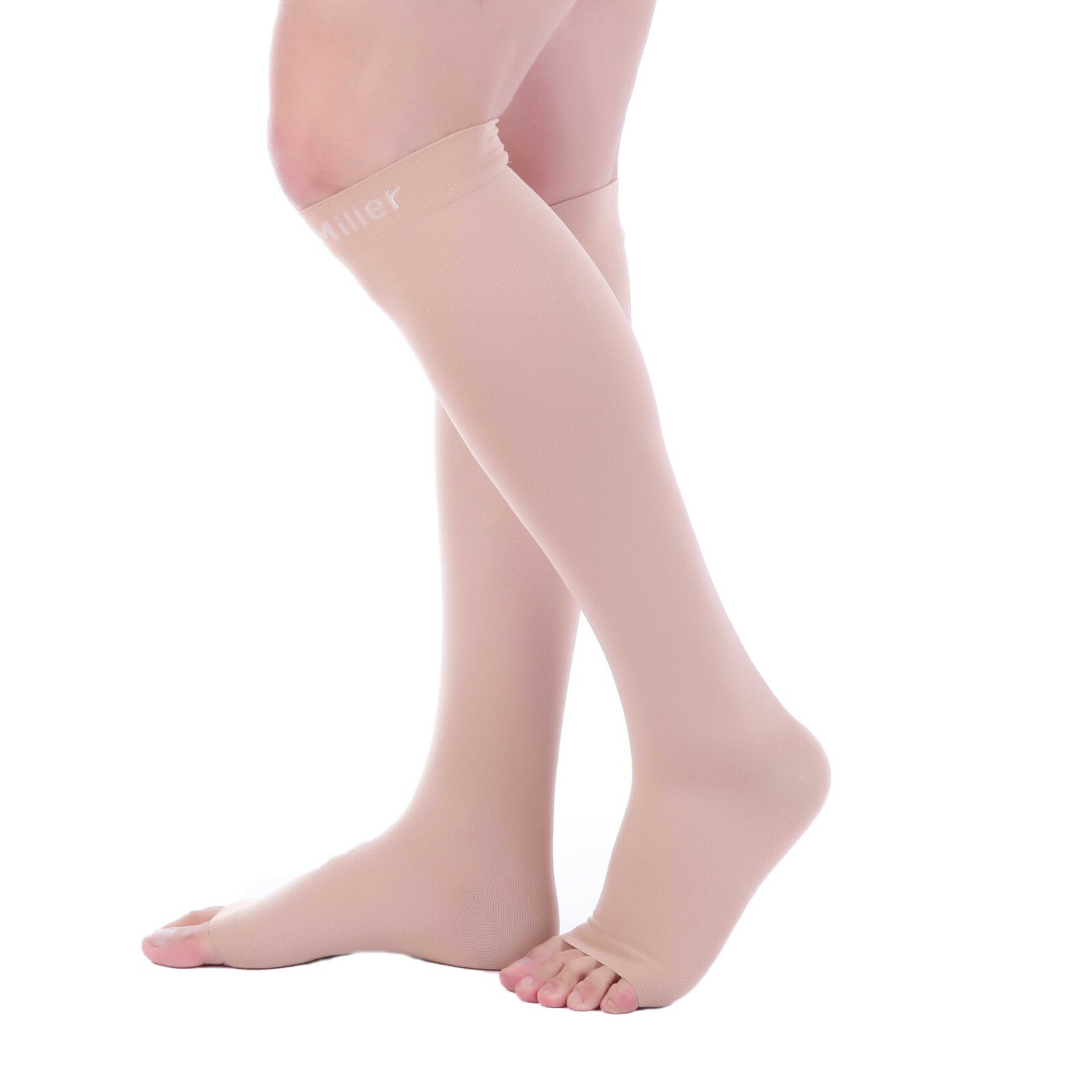 Doc Miller Open Toe Compression Stockings 30-40 mmHg Sleeves For Varicose Pain
