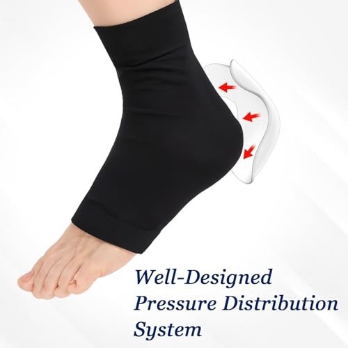 Hpmjz 2 Pcs Achilles Tendon Heel Protector Compression Padded Medium, Black