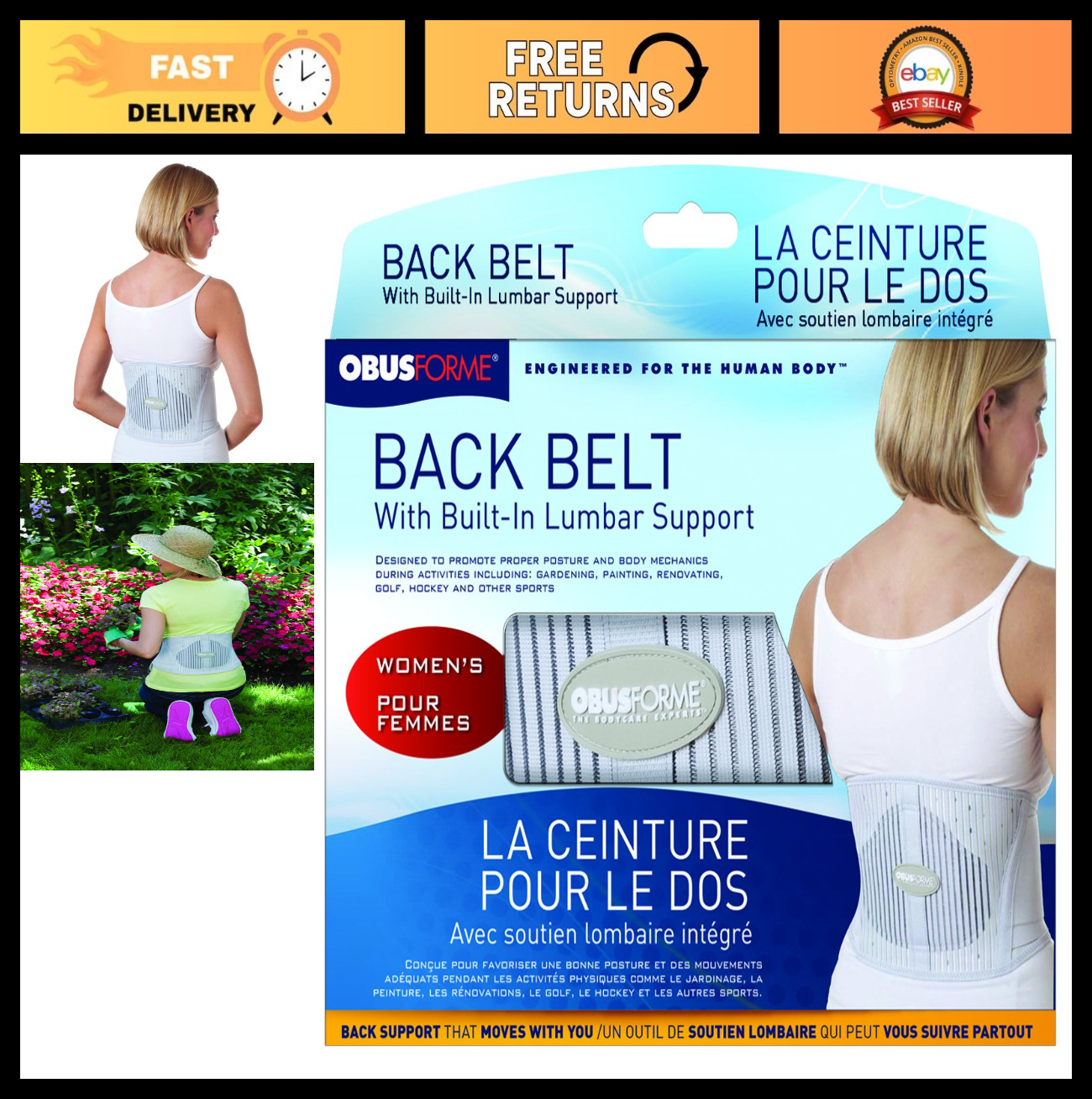 Lumbar Support Back Brace Belt | Elastic Abdominal Support | Breathable Compress