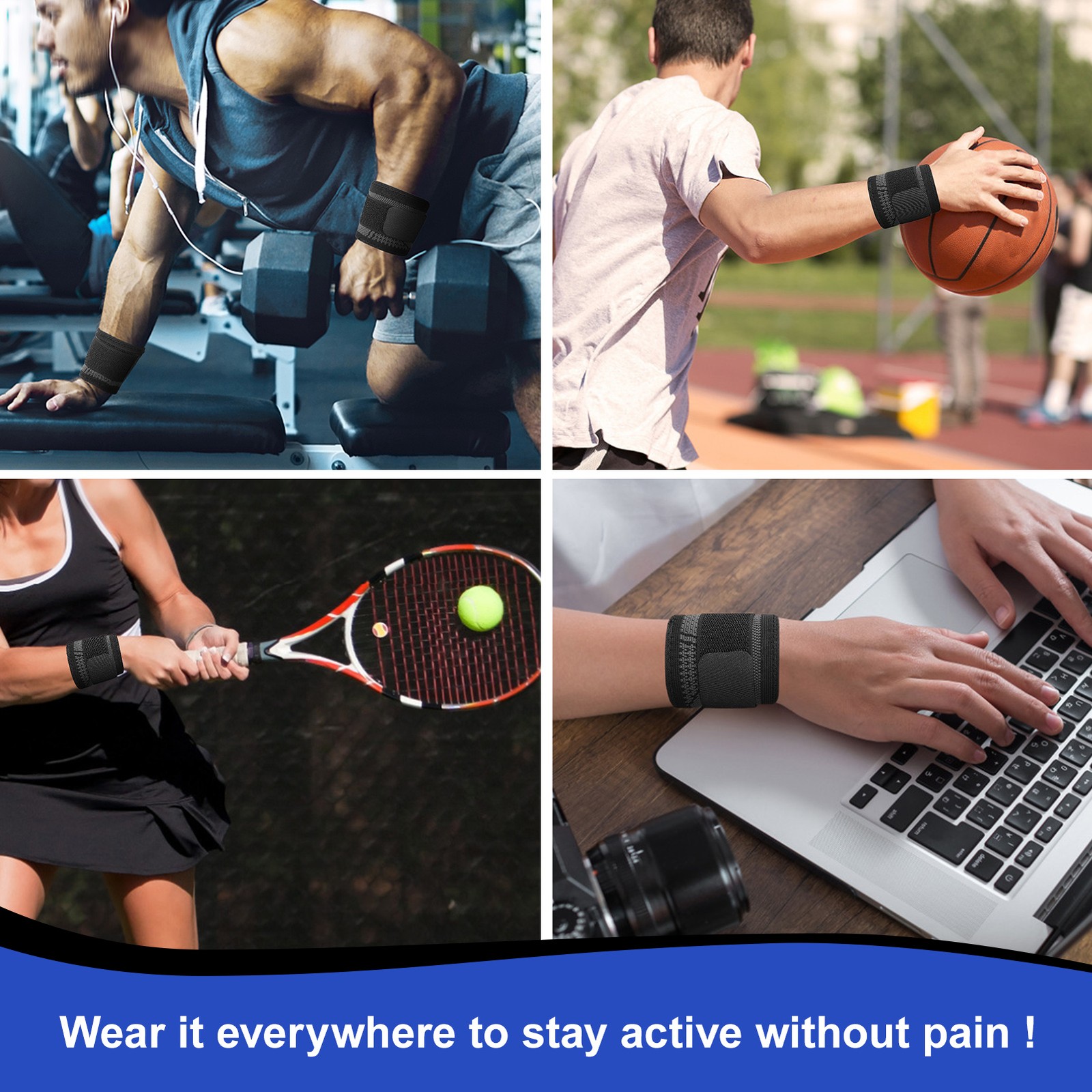 1pc Sports Wrist Bandage Wrist Wrist Support With Adjustable D1S4