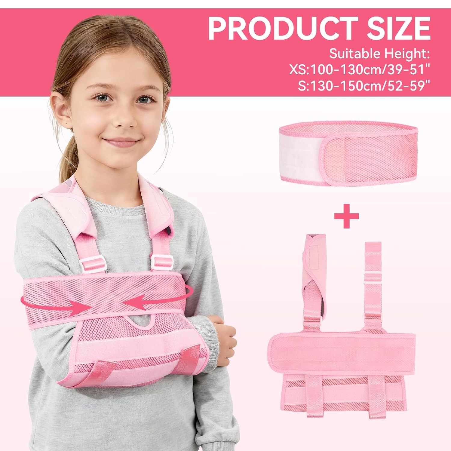 Kids Mesh Breathable Arm Sling, Adjustable Shoulder Immobilizer for Toddler Arm