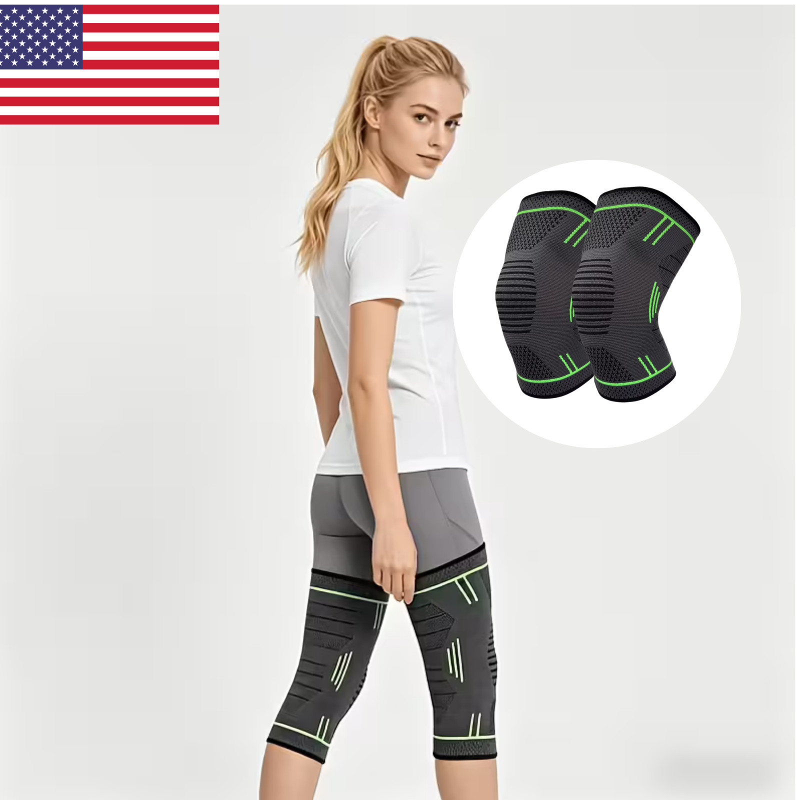Knee Brace Compression Sleeve for 1 Pair Men Women Gym Fitness Hiking
