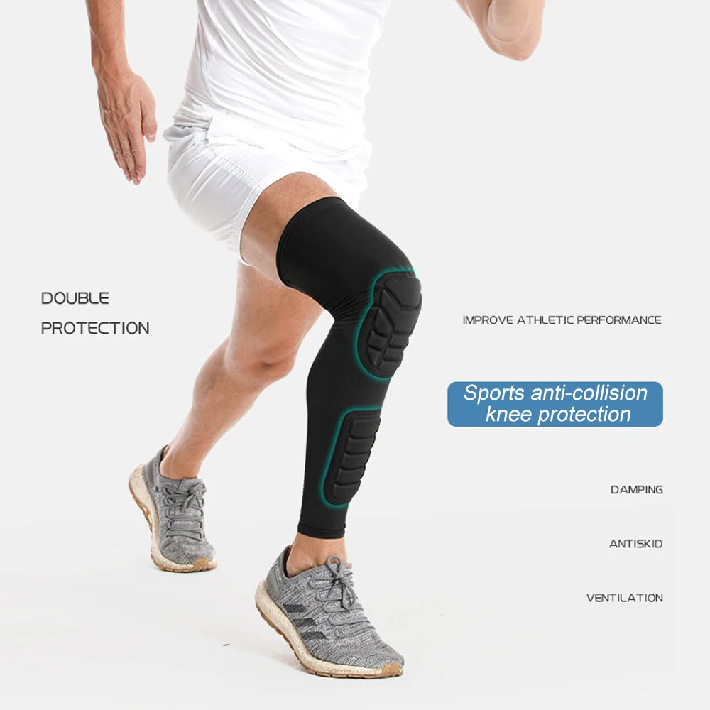 1Pcs Knee Braces, Double Crashproof Knee & Calf Pads, Thigh Compression Leg