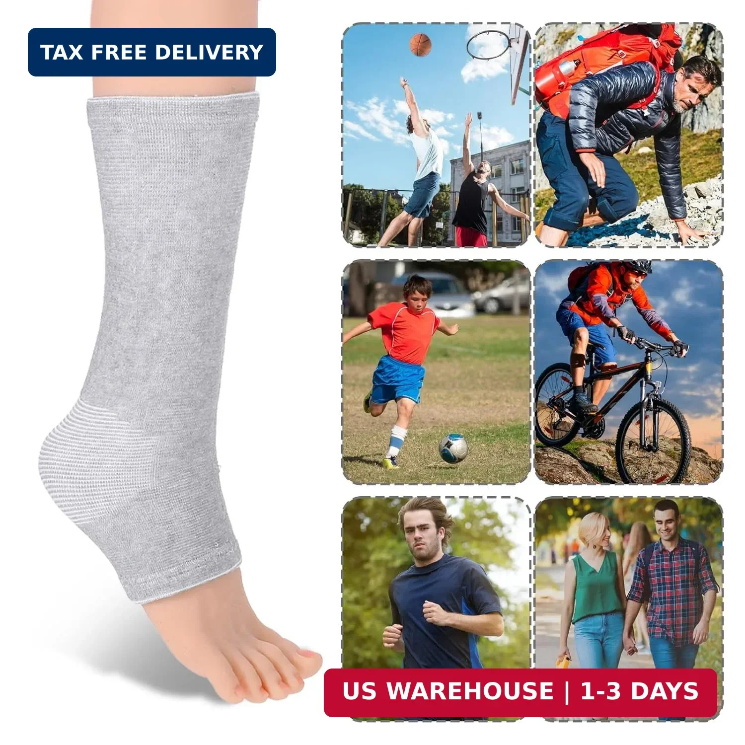 2 Pairs Bamboo Compression Socks, Soft Bamboo Foot Ankle Sleeves, Suitable FAST