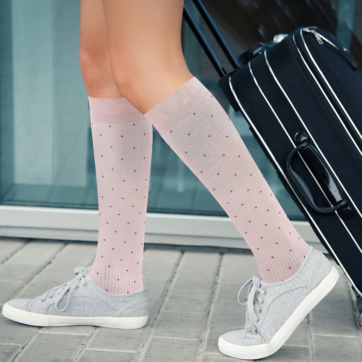 Plus Size Bamboo Compression Socks for Wide Calves 15-20 mmHg Knee High
