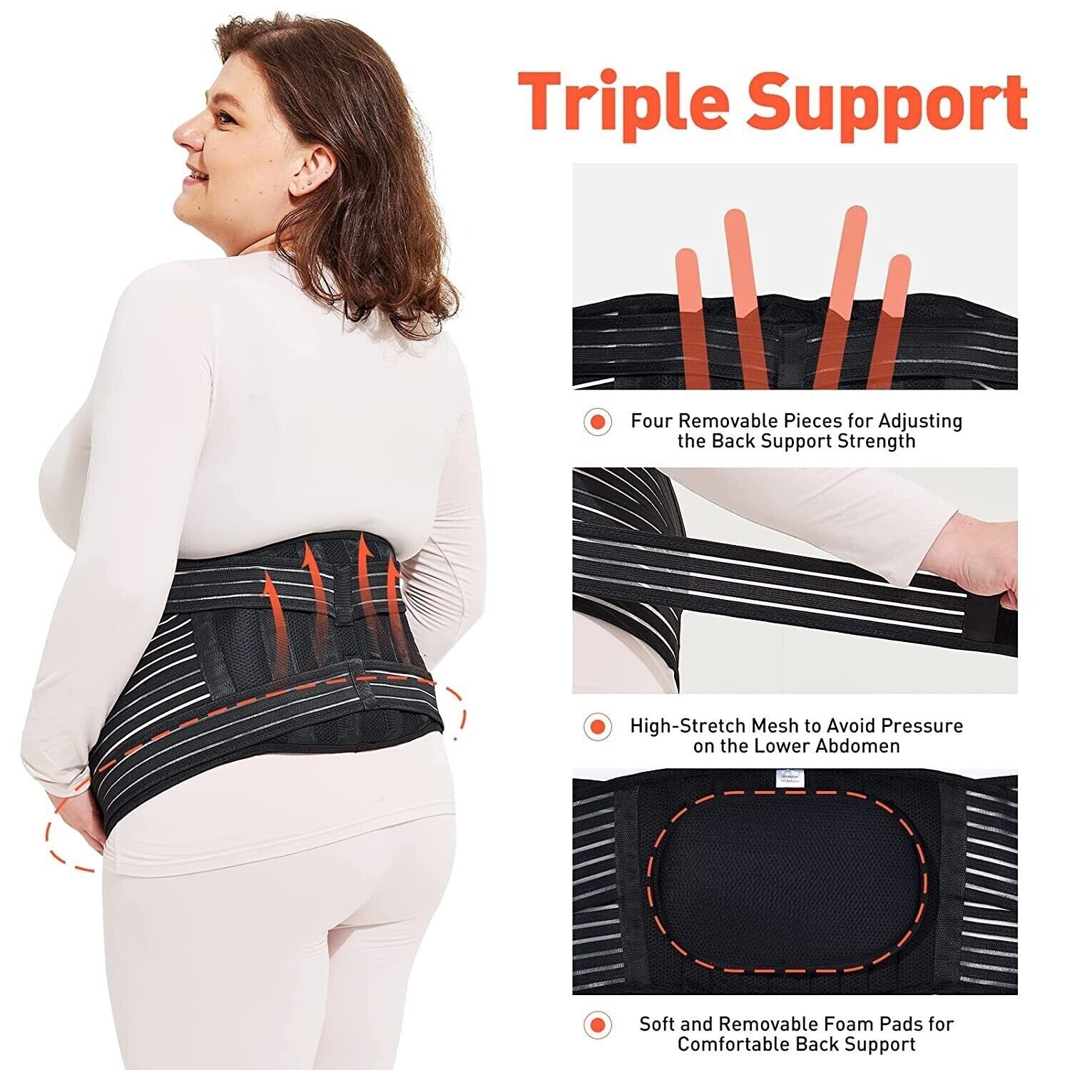 ECOPARTY Maternity Belt, Belly Band Waist Abdominal Back Support~BLK-3XL