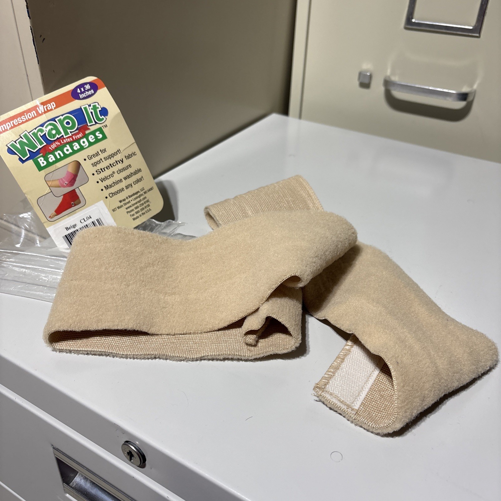 Compression Wrap 4”x36” Stretchy Fabric Hook & Loop Fastener Latex-Free