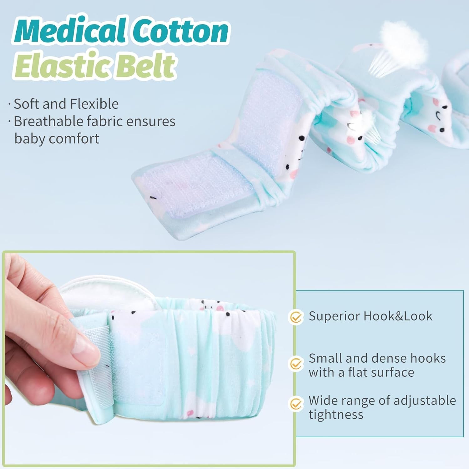 Umbilical Hernia Belt Kit for Baby with compression pads, navel patches & abdomi