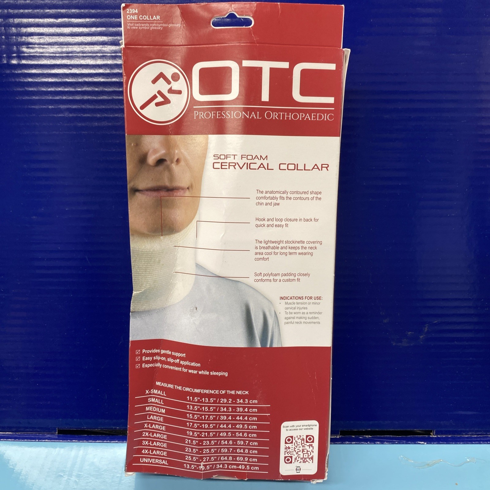 OTC Cervical Collar, Soft Foam, Neck Support , Black – Medium -Damaged Box
