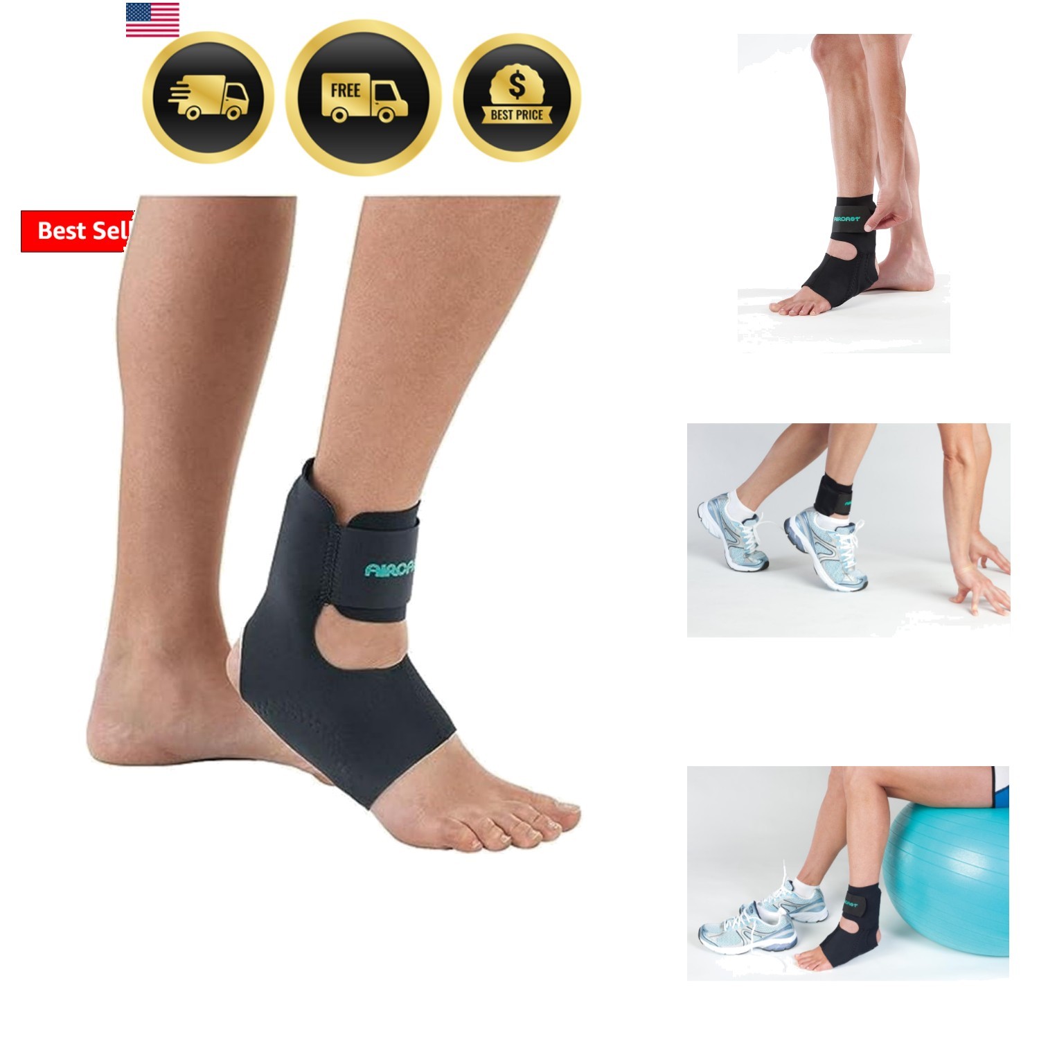AirHeel Ankle Support Brace with and Without Stabilizers