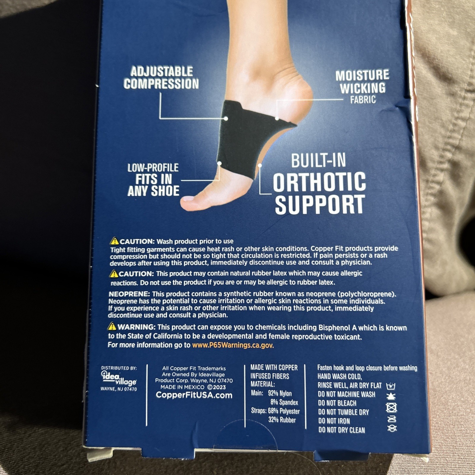 Copper Fit Health Unisex Arch Relief Plus with Built-In Orthotic Support – Black