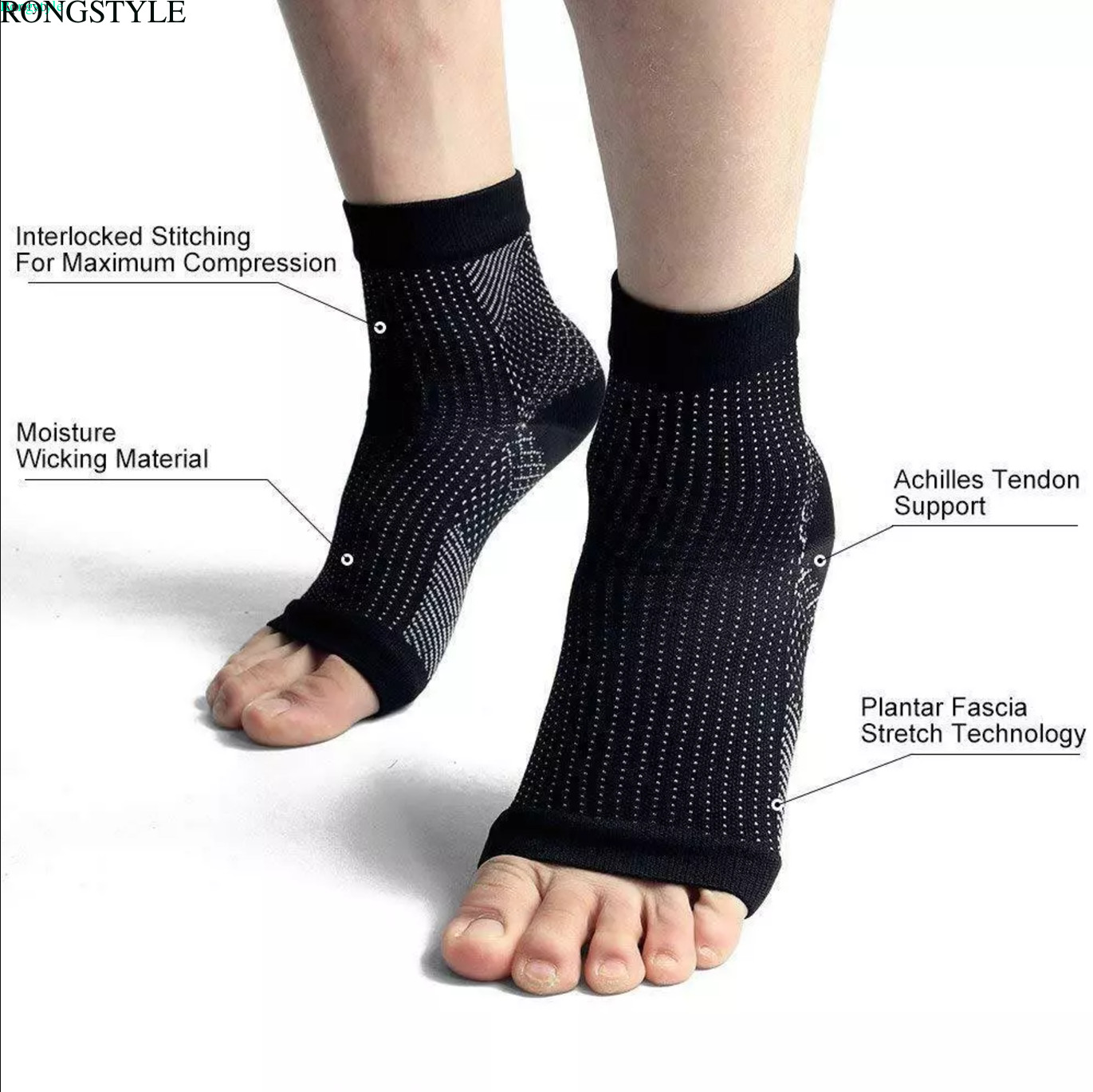 Copper Sleeve Compression Socks Plantar Fasciitis Foot Arch Ankle Support Brace