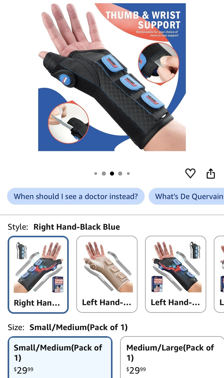 Carpal Tunnel Wrist Brace Night Small/Medium(Pack of 1) Right Hand-Black Blue