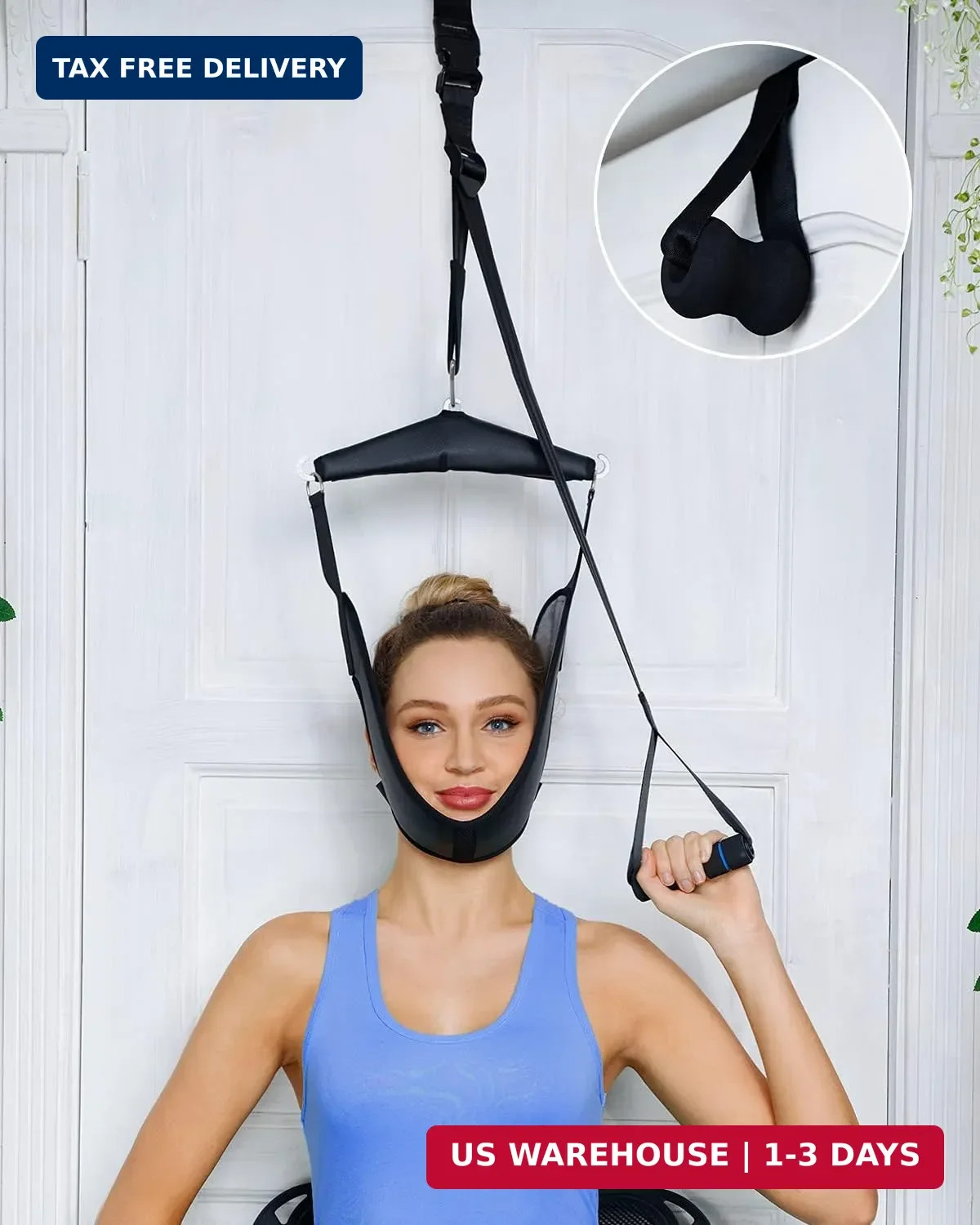 comness Cervical Neck Traction Device Over Door for Home Use, Portable Neck Stre