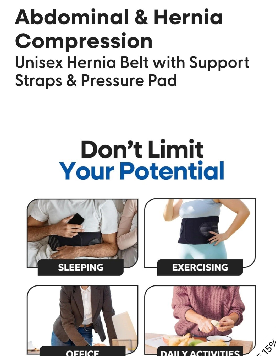 New Armstrong America Abdominal & Rib Support Hernia Belt Compression Straps Pad