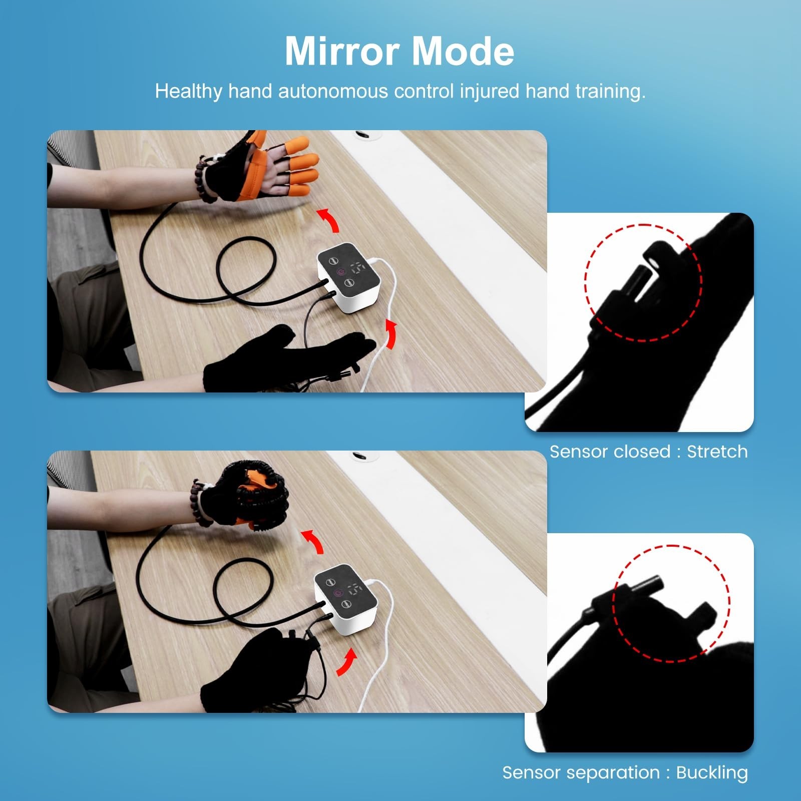 Portable Hand Therapy Gloves for Stroke Recovery, Arthritis & Cerebral Palsy – L