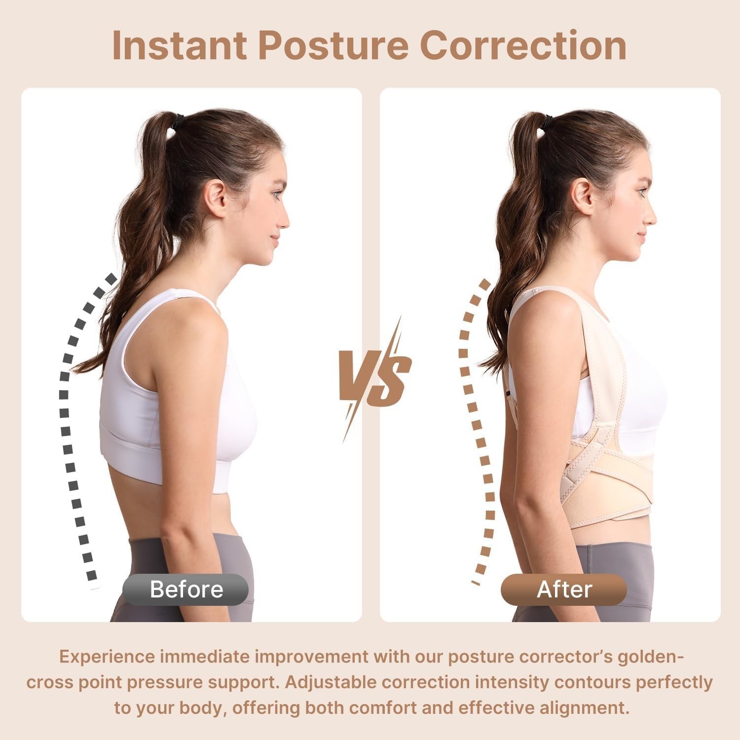 Adjustable Posture Corrector for Women – Lightweight Upper Back Brace for Pain R