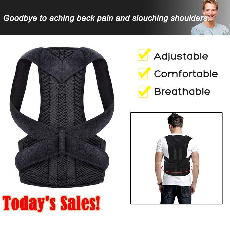 Unisex Adjustable Magnetic Posture Corrector Back Shoulder Support Brace Belt US