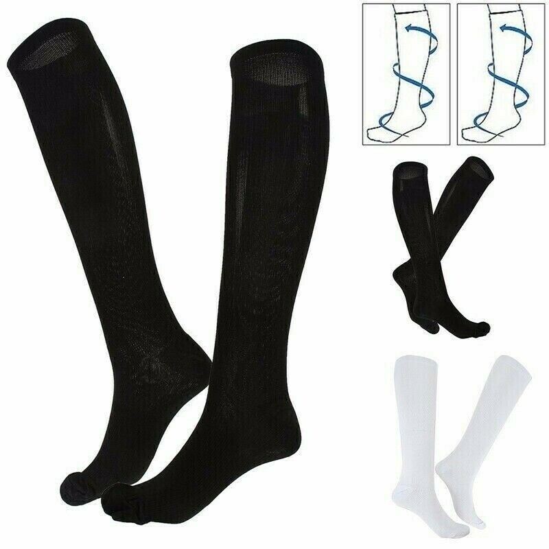 (3 Pairs) Copper Compression Socks Mens Womens 30-40mmHg Graduated Support S-XL