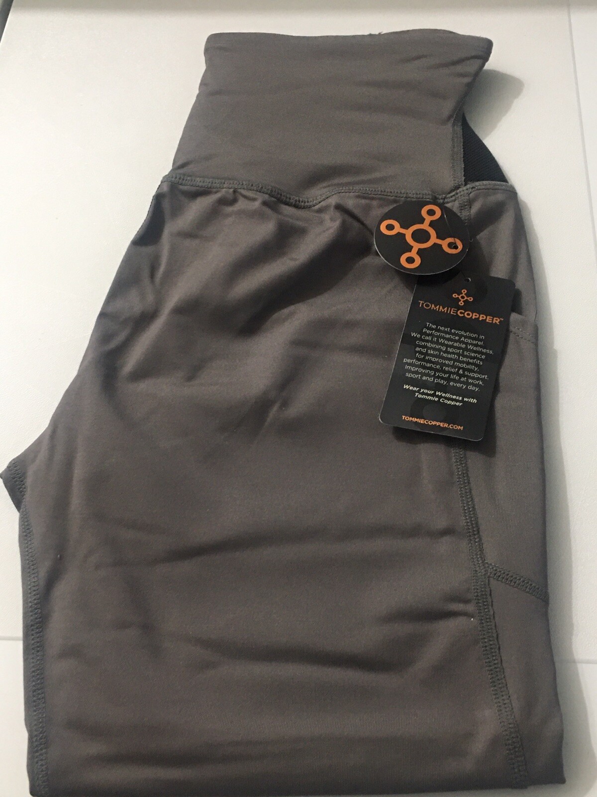 Tommie Copper Ultra-Fit Back Support Ankle Length Leggings Medium Grey Brand New