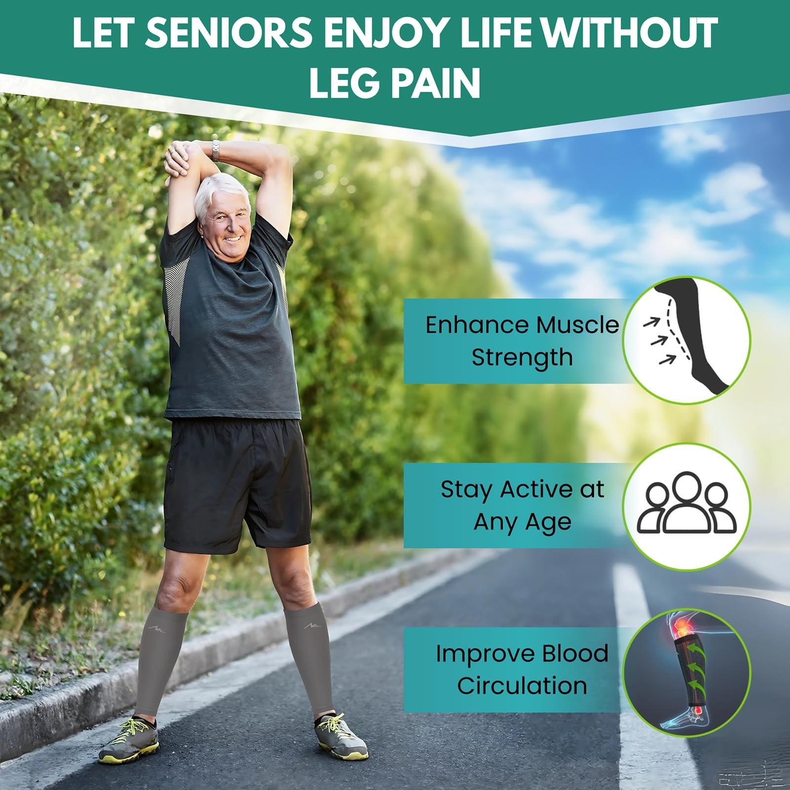 Compression Calf Sleeves 20-30mmHg for Men & Women – Ideal for Running, Travel,
