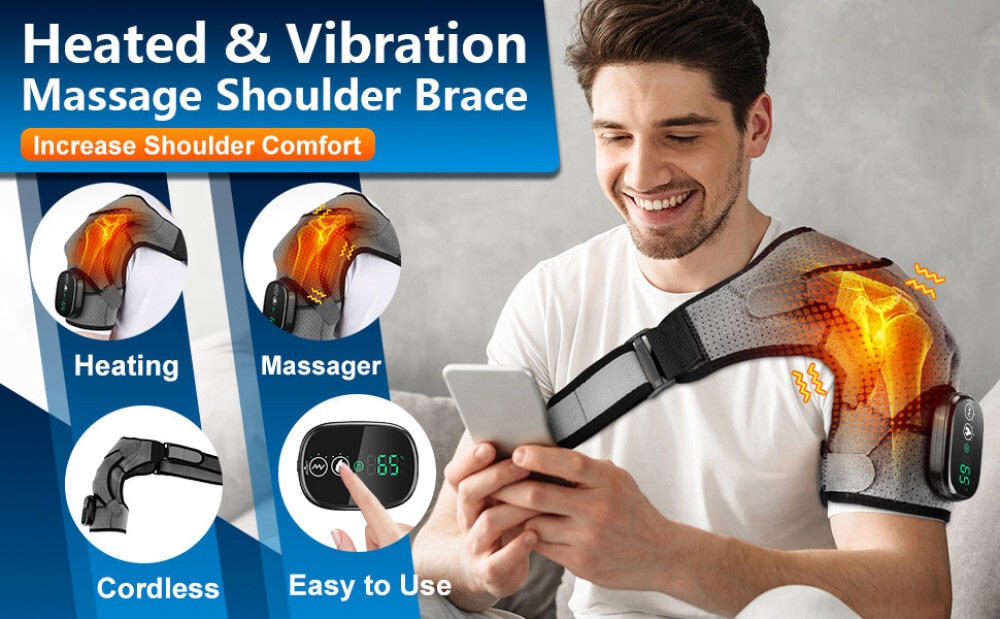 Electric Heated Shoulder Brace Heating Pad Therapy Shoulder Winter Heating Wrap~