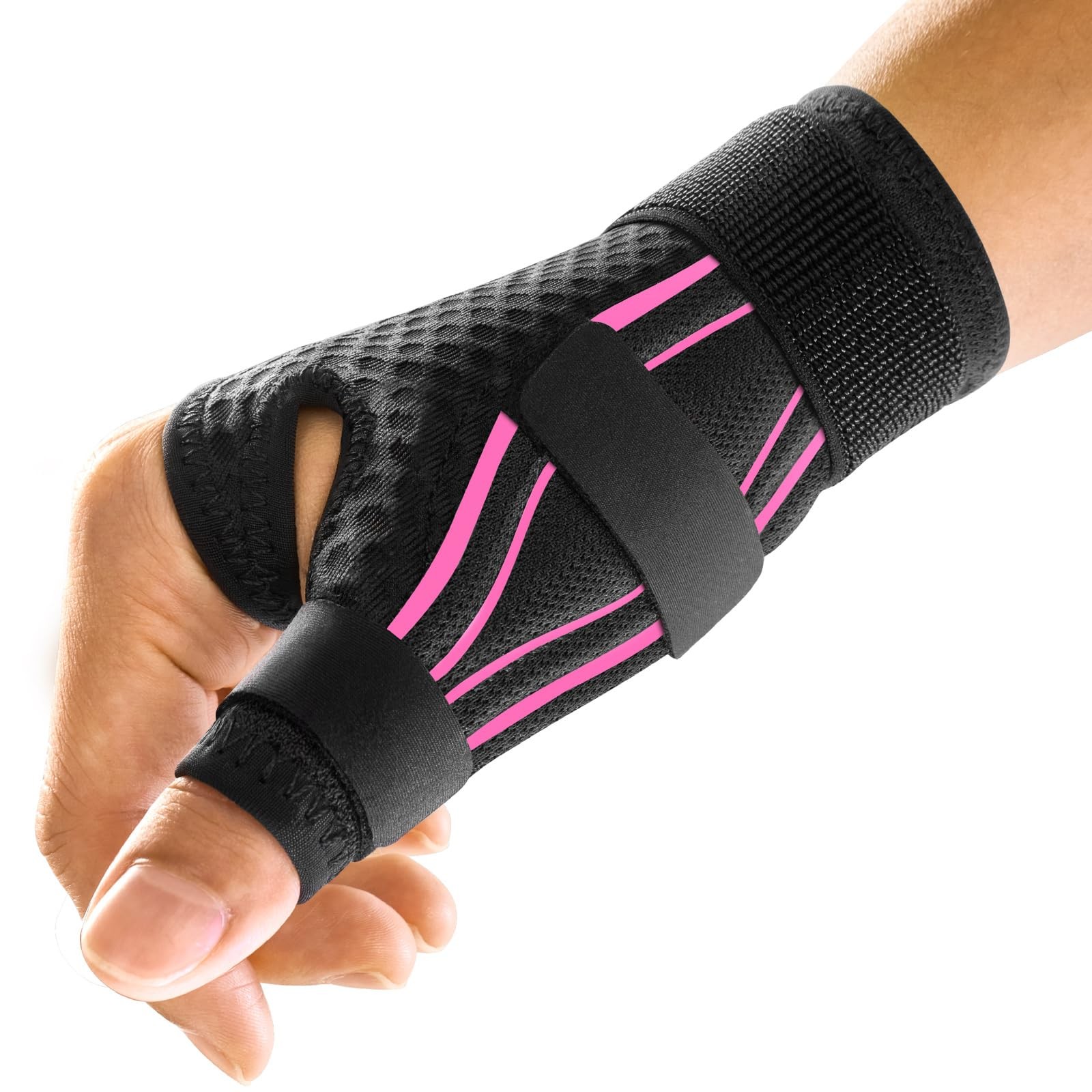 FREETOO Thumb Wrist Brace Right Left Hand S/M Pink/Black for Arthritis