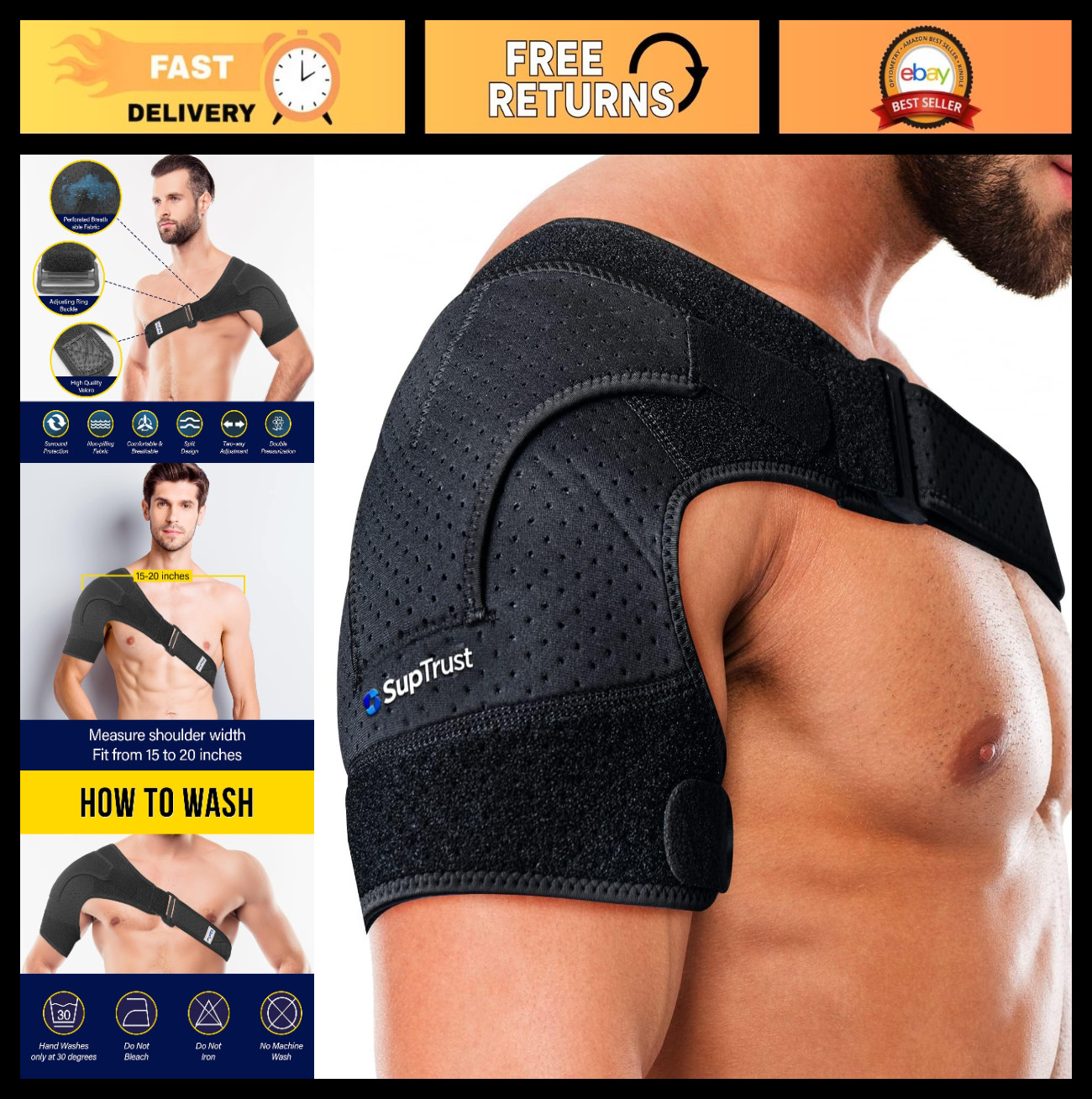 Adjustable Shoulder Brace for Pain Relief | AC Joint, Torn Rotator Cuff Support