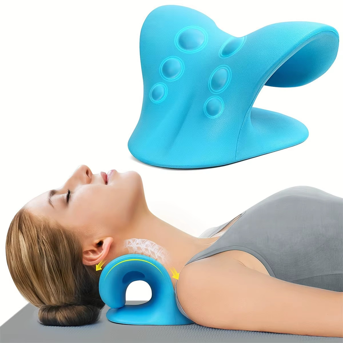 C-Shaped Pillow Neck and Shoulder Relaxer, Cervical Traction Device for TMJ Pain
