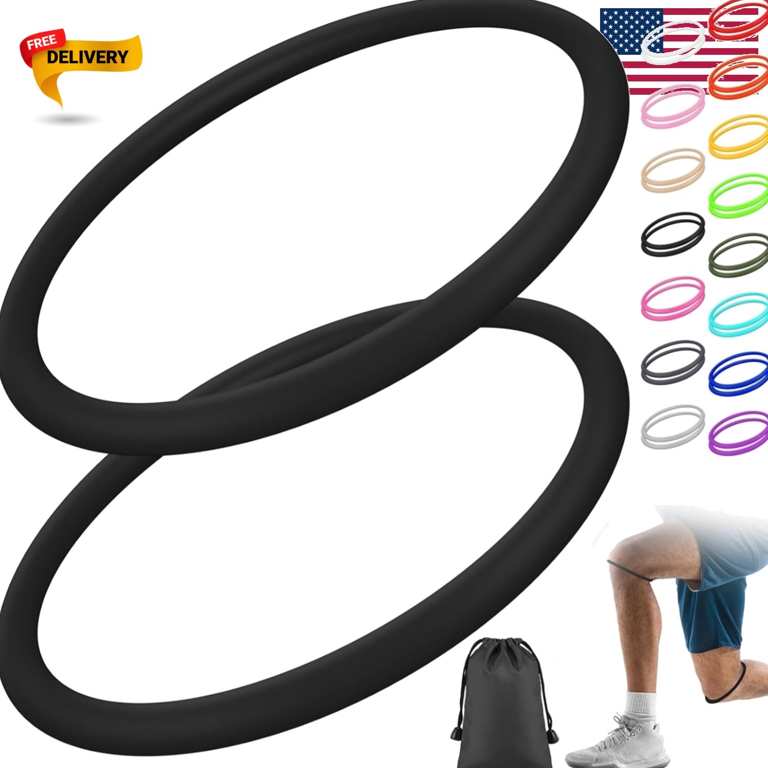 Adjustable Patella Knee Support Band – Lightweight Silicone Brace, Black, Size M