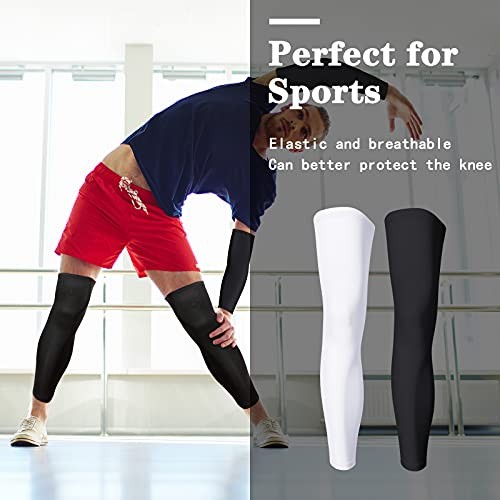 Geyoga 2 Pairs Compression Full Length Leg Sleeve Arm X-Large Black, White