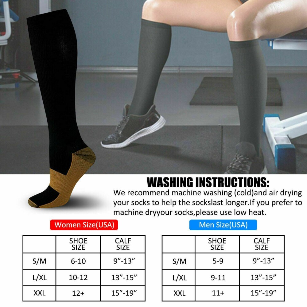 Copper Compression Socks Neuropathy Stockings Soothe High Support For Women Men
