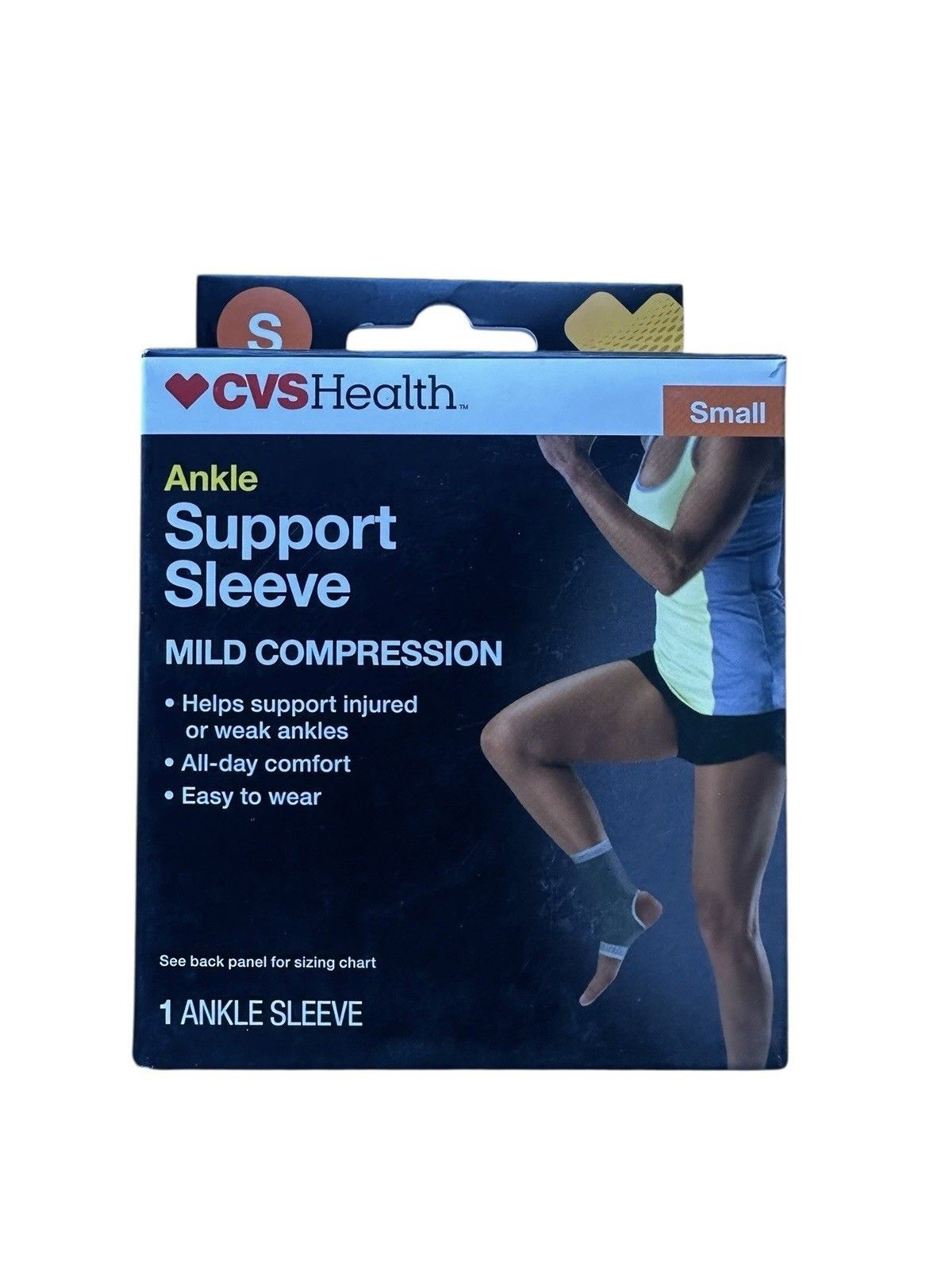 CVS Health Ankle Support Sleeve Mild Compression Small S Gray NEW w/ Box