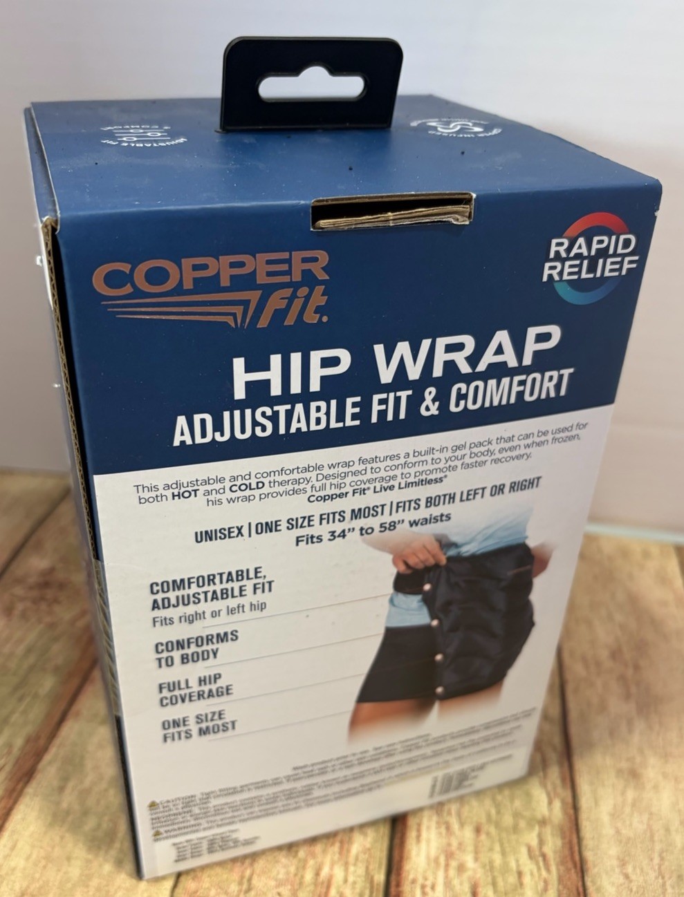 Copper Fit Rapid Relief Hip Wrap Hot Cold Therapy Adjustable Post Surgery