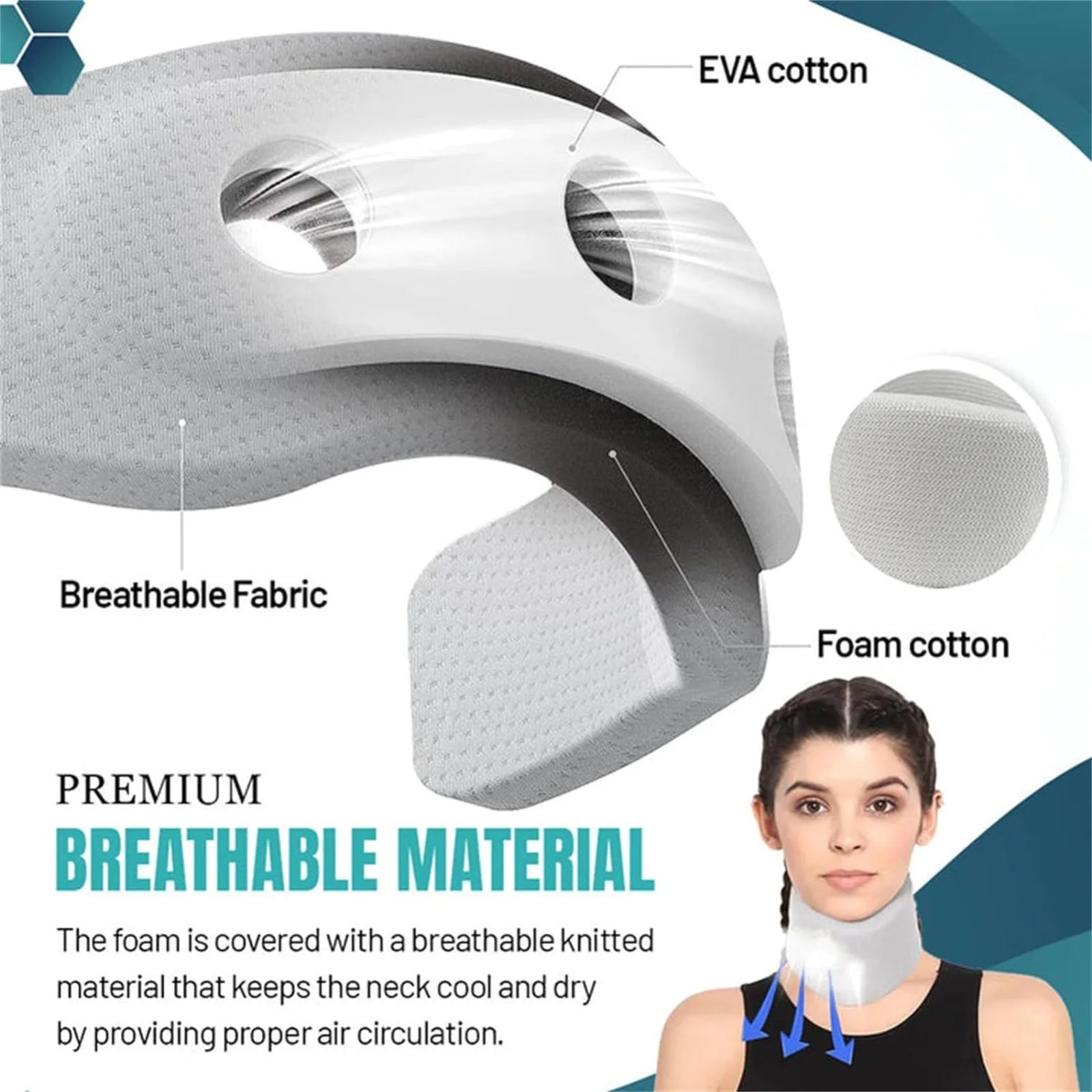 Adjustable Foam Neck Support Collar Soft Cervical Neck Brace Travel Home Office