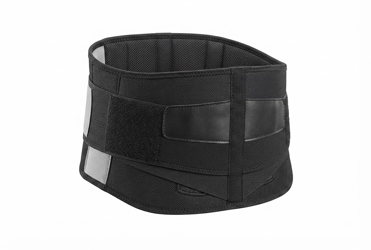 Sports Medicine Lumbar Back Brace with Removable Pad Regular Size Black
